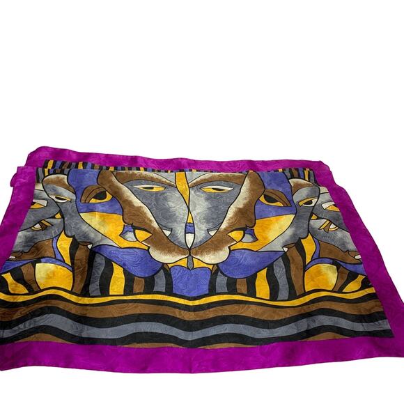 Silky Square Scarf Modern Print "Eyes"  34" - Picture 7 of 8